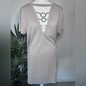 I Joah Women’s Gray Short Sleeve Top/ Midi Dress size Large